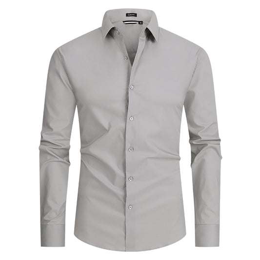 Men's Slim Fit Business Shirt | Wrinkle-Resistant Corporate Wear with Embroidered Logo