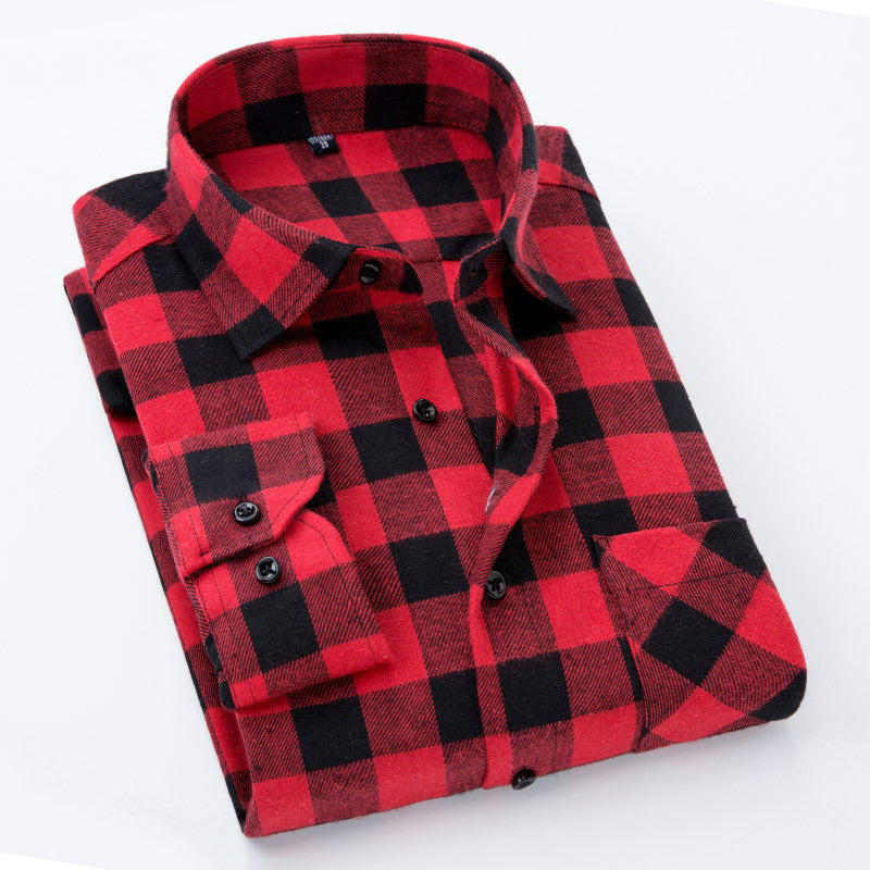 Men's Checkered Long Sleeve Business Shirt | Wrinkle-Resistant Cotton-Blend, Custom Logo for Corporate Uniforms