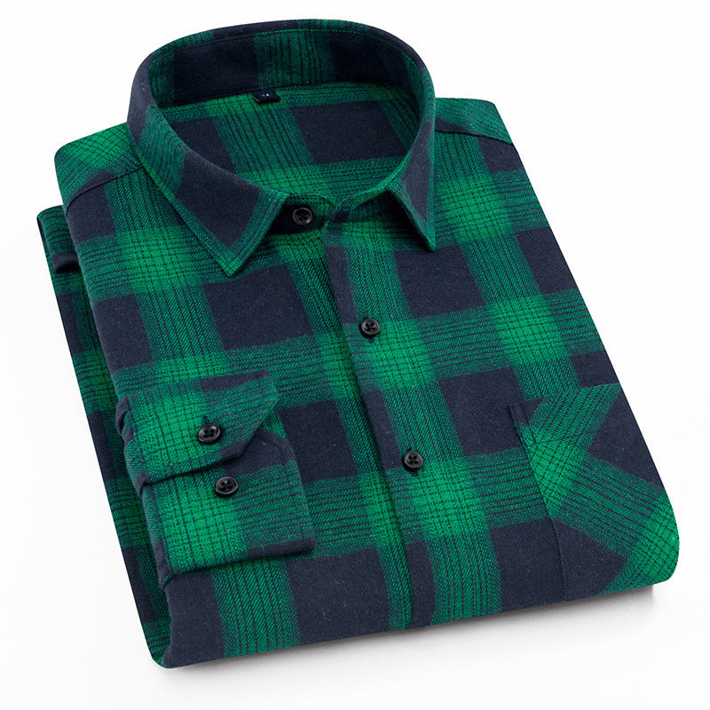 Men's Checkered Long Sleeve Business Shirt | Wrinkle-Resistant Cotton-Blend, Custom Logo for Corporate Uniforms