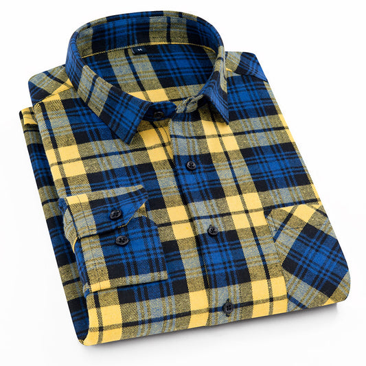 Wrinkle-Free Checkered Flannel Shirt | Custom Logo Corporate Uniforms Brushed Cotton