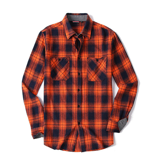 Warhorse Clothing Men's Flannel Casual Shirt Classic Black and White Plaid Pattern European and American Men's Clothing Wholesale Customization
