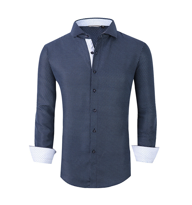 Warhorse clothing men's peach skin print long-sleeved shirt autumn and winter European and American men's clothing wholesale customization