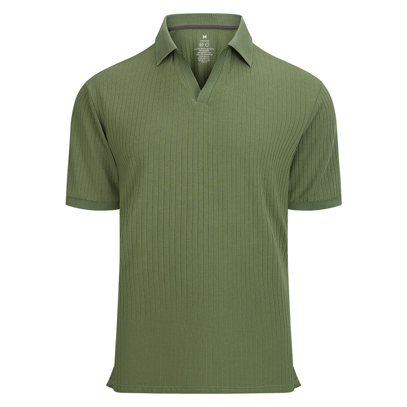 Custom Logo Men's Polo Shirt | Olive Green Striped Business Casual Wear - Team Uniforms, Moisture-Wicking Fabric