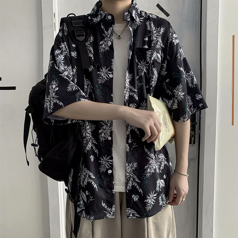 Tropical Print Men's Resort Shirts | Bulk Custom Logo短袖衬衫 for Hotel Uniforms & Corporate Gifts