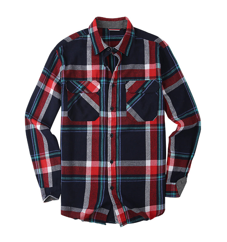 Breathable Cotton Check Shirt | Custom Logo Purple Plaid Corporate Uniforms (MOQ 50)