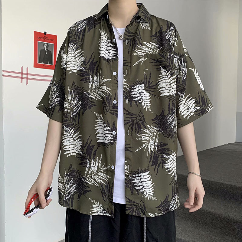 Tropical Print Men's Resort Shirts | Bulk Custom Logo短袖衬衫 for Hotel Uniforms & Corporate Gifts