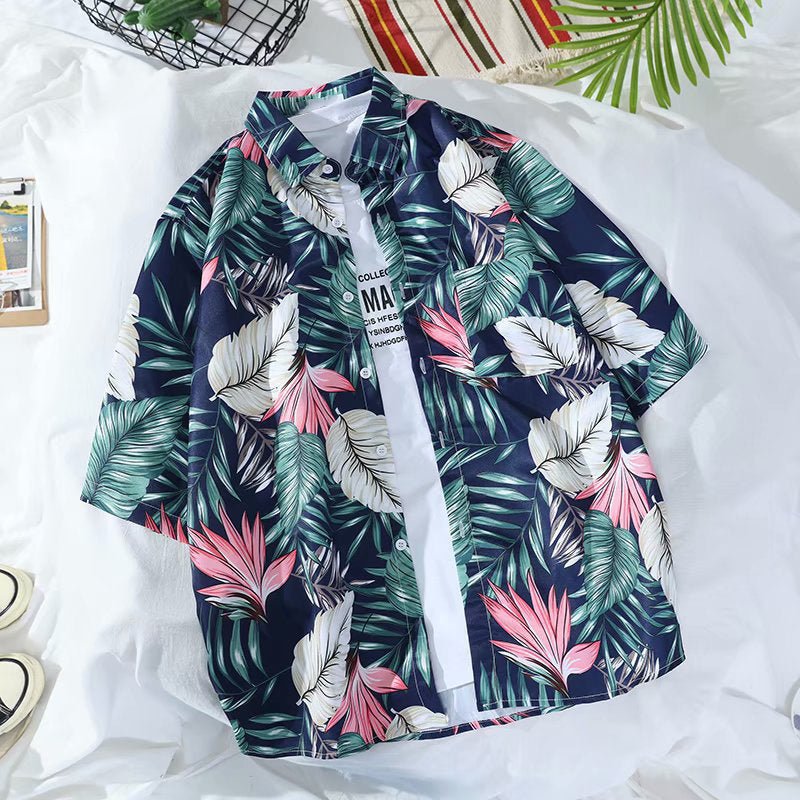 Tropical Print Men's Resort Shirts | Bulk Custom Logo短袖衬衫 for Hotel Uniforms & Corporate Gifts