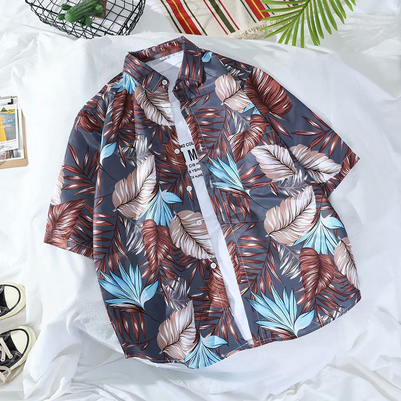 Tropical Print Men's Resort Shirts | Bulk Custom Logo短袖衬衫 for Hotel Uniforms & Corporate Gifts