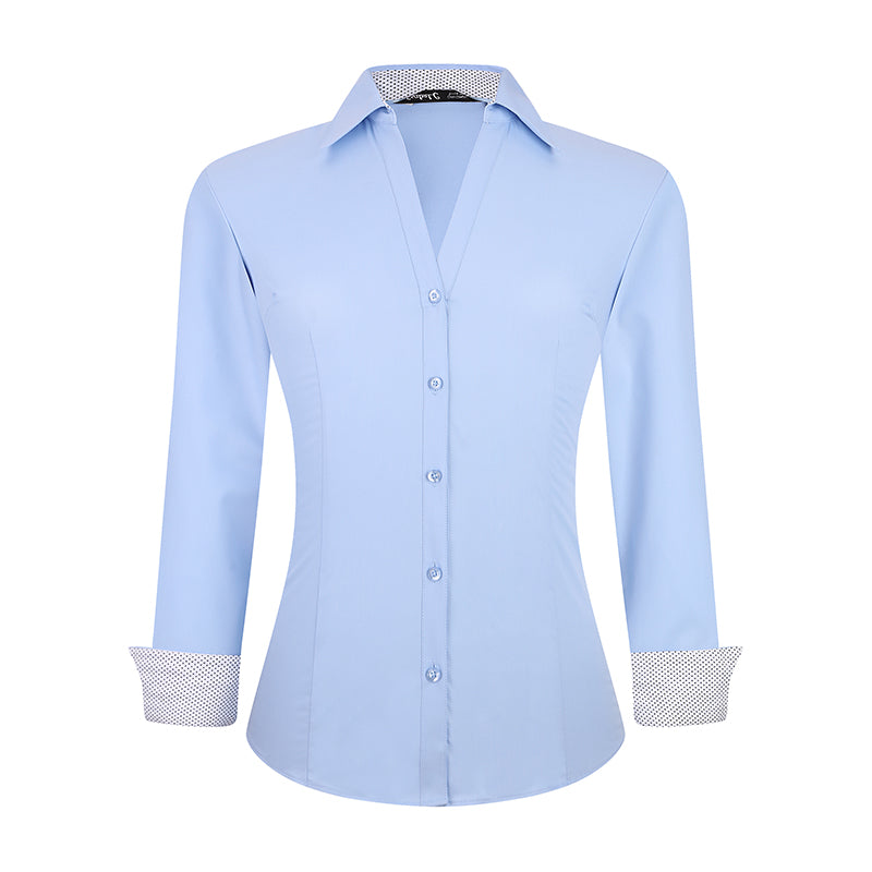 Women's Stretch Cotton Dress Shirts | Custom Logo Team Uniforms Wrinkle-Resistant Officewear
