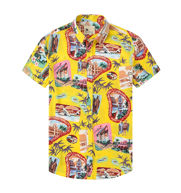 Customizable Aloha Shirts | Bright Print Polo for Team Events (MOQ 50) Breathable Fabric