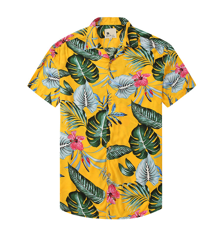 Warhorse Clothing Men's Hawaiian Casual Printed Shirt Blue European and American Men's Clothing Wholesale Customization