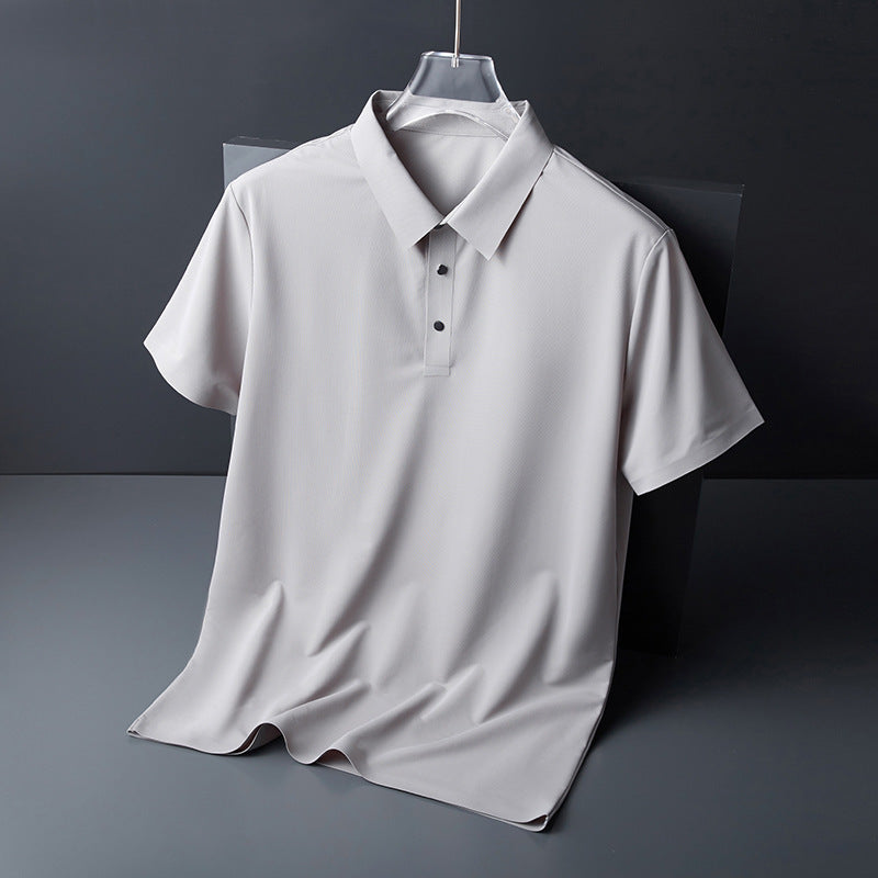 Classic Men's Polo Shirt for Corporate Uniforms | Light Gray Custom Logo Short Sleeve