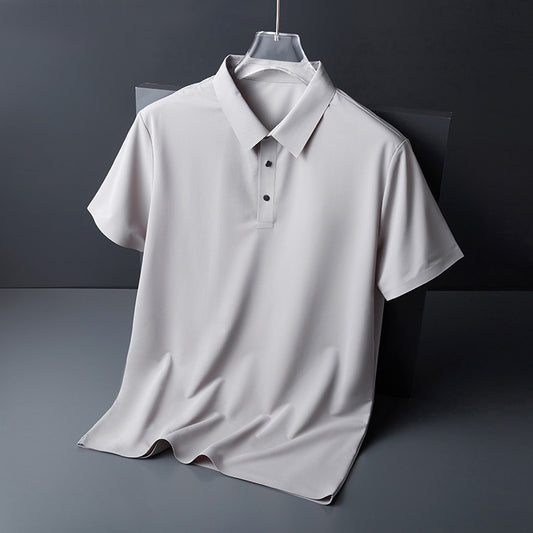 Classic Men's Polo Shirt for Corporate Uniforms | Light Gray Custom Logo Short Sleeve