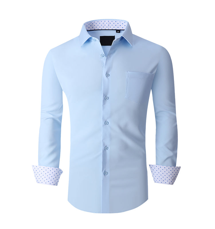 OEM/ODM camisas hombre 2023 popular autumn and winter full polyester stretch fashion men's formal shirt customization