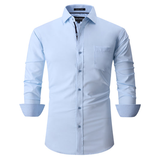 OEM/ODM camisas hombre 2023 popular autumn and winter long-sleeved bamboo fiber fashionable men's formal shirt customization