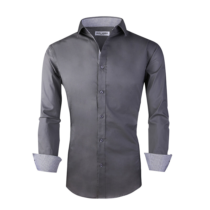 Warhorse Clothing Men's Cotton Elastic Cut Formal Shirt Black European and American Men's Clothing