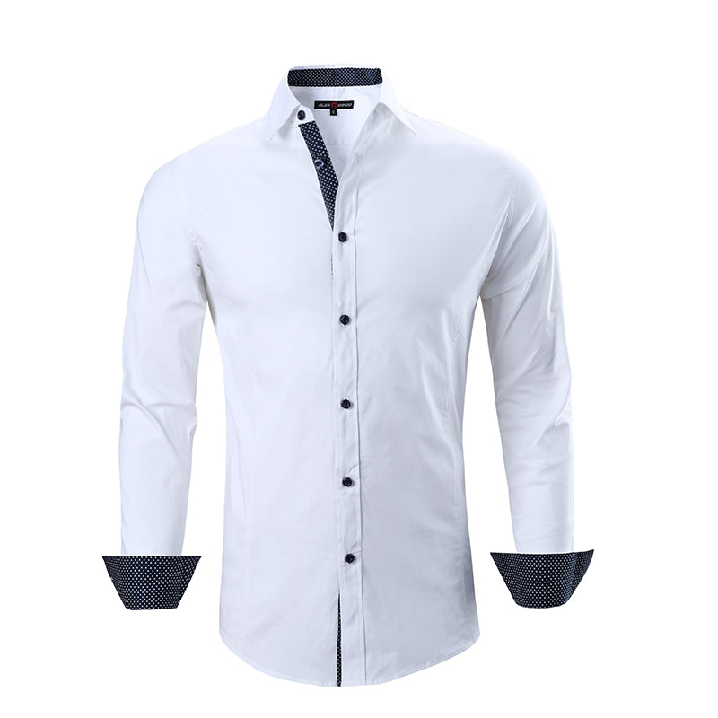 Warhorse Clothing Men's Cotton Elastic Cut Formal Shirt Black European and American Men's Clothing