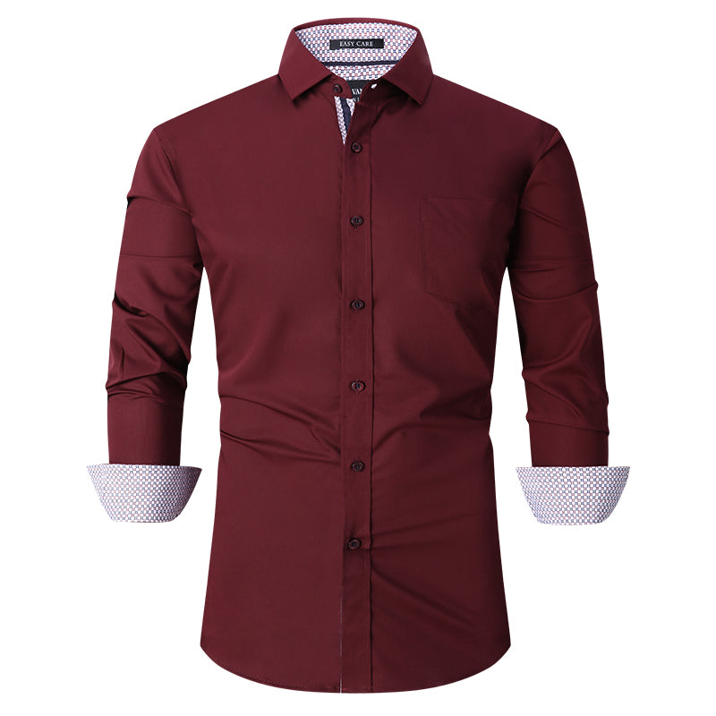 Warhorse Clothing Men's Bamboo Fiber Formal Shirt Black European and American Men's Clothing Wholesale Customization