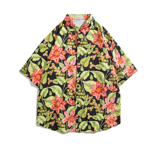 Customizable Tropical Print Resort Shirts | Embroiderable Hawaiian Uniforms 160GSM Breathable