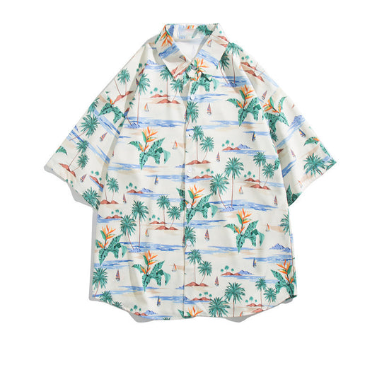 Men's Tropical Print Short Sleeve Shirt | Custom Logo Resort Wear for Corporate Teams & Bulk Orders