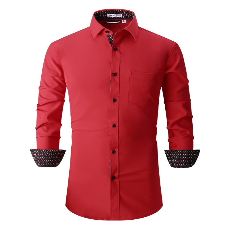 Warhorse Clothing Men's 100% Polyester Four-Sided Stretch Formal Shirt White European and American Men's Clothing Wholesale Customization
