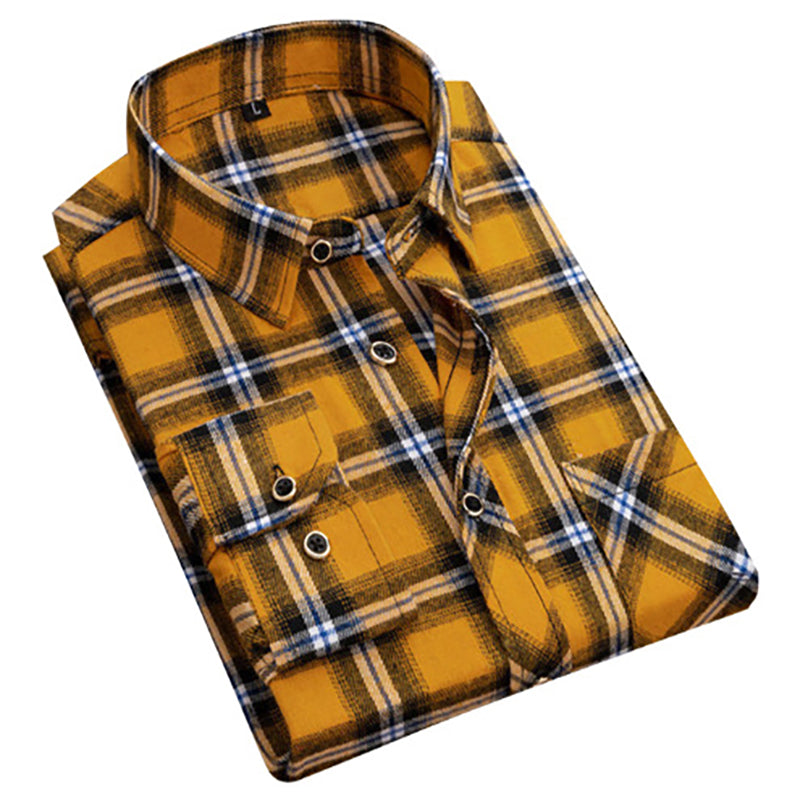 Men's Checkered Dress Shirt | Deep Navy Corporate Uniform with Chest Pocket & Anti-Wrinkle Cotton