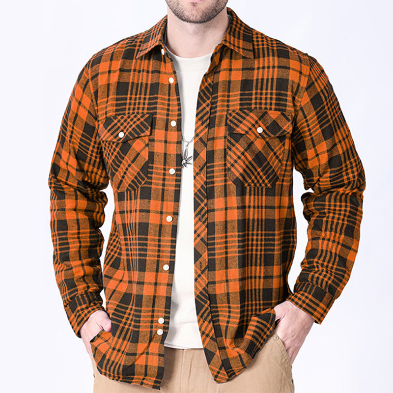 Checkered Shirt Jacket with Custom Logo | Brushed Cotton Casual Workwear for Team Uniforms (MOQ 50)