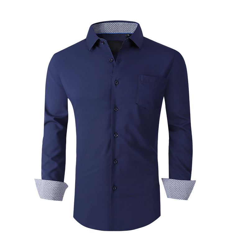 OEM/ODM camisas hombre 2023 popular autumn and winter full polyester stretch fashion men's formal shirt customization