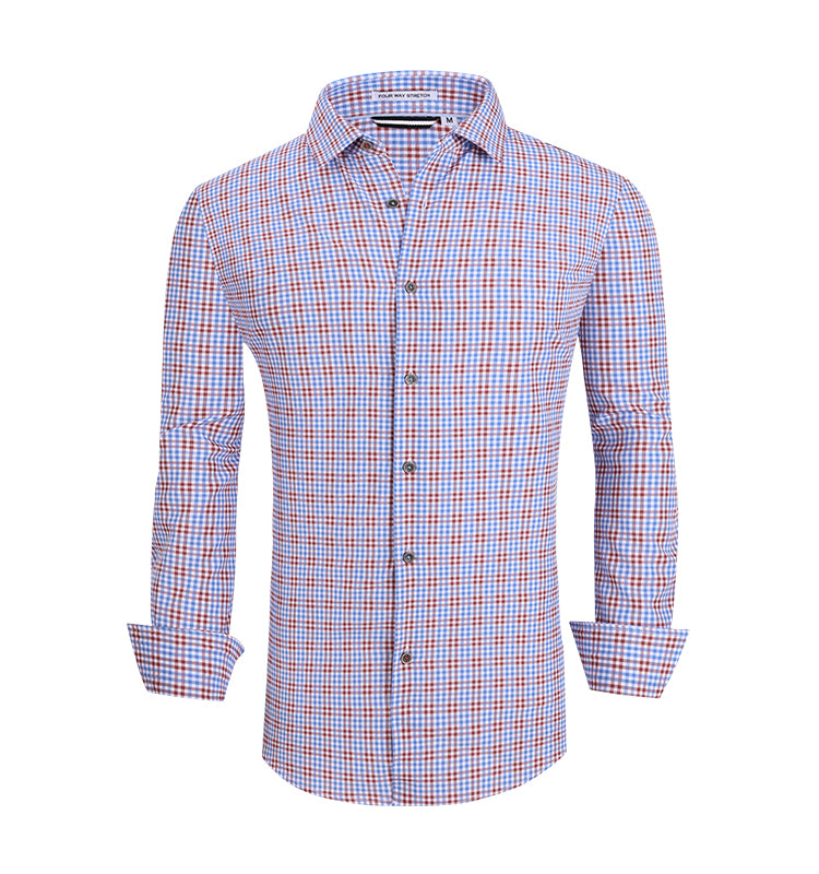 Warhorse clothing men's plaid print casual long-sleeved shirt dark green European and American men's clothing wholesale customization