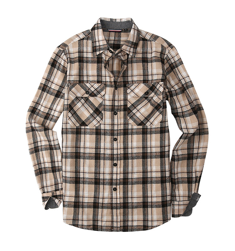 Warhorse Clothing Men's Flannel Casual Shirt Classic Blue and White Plaid Pattern European and American Men's Clothing Wholesale Customization