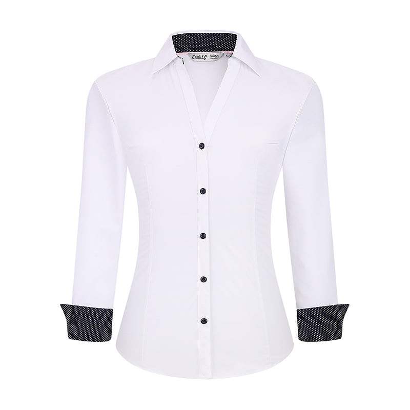 Women's Stretch Cotton Dress Shirts | Custom Logo Team Uniforms Wrinkle-Resistant Officewear