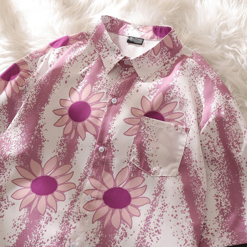Breathable Men's Short Sleeve Shirts | Custom Floral Embroidery for Teams | Resort & Corporate Uniforms