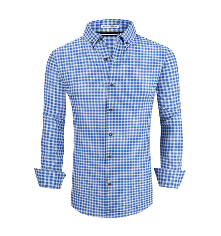 Warhorse clothing men's plaid print casual long-sleeved shirt dark green European and American men's clothing wholesale customization