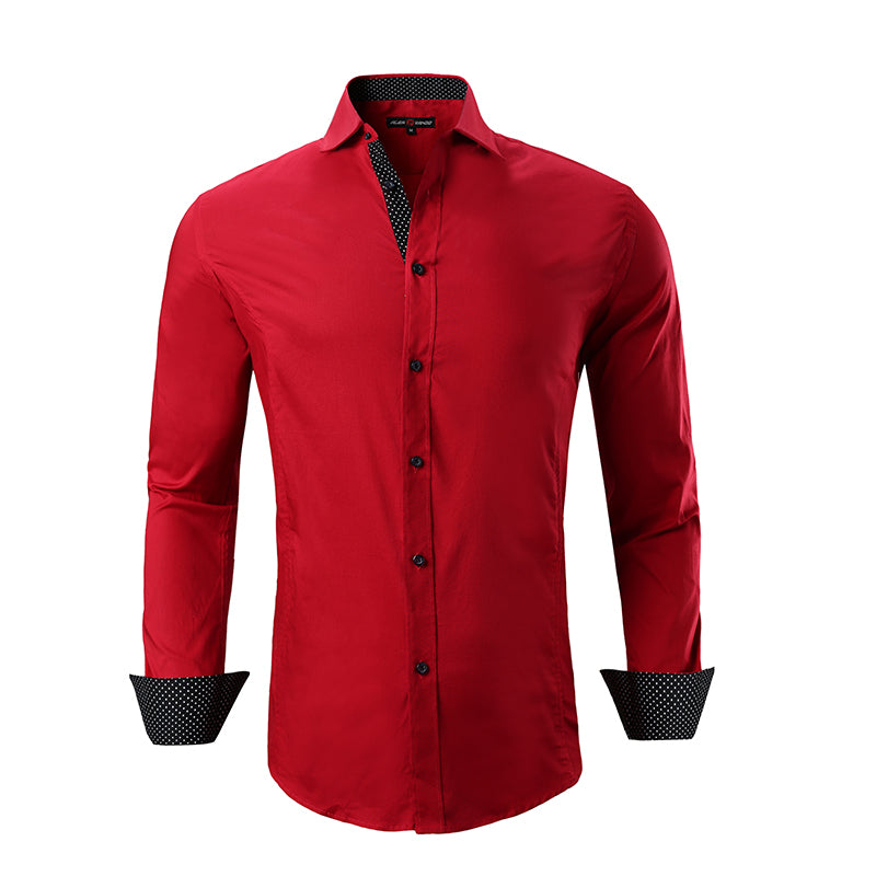 Warhorse Clothing Men's Cotton Elastic Cut Formal Shirt Black European and American Men's Clothing