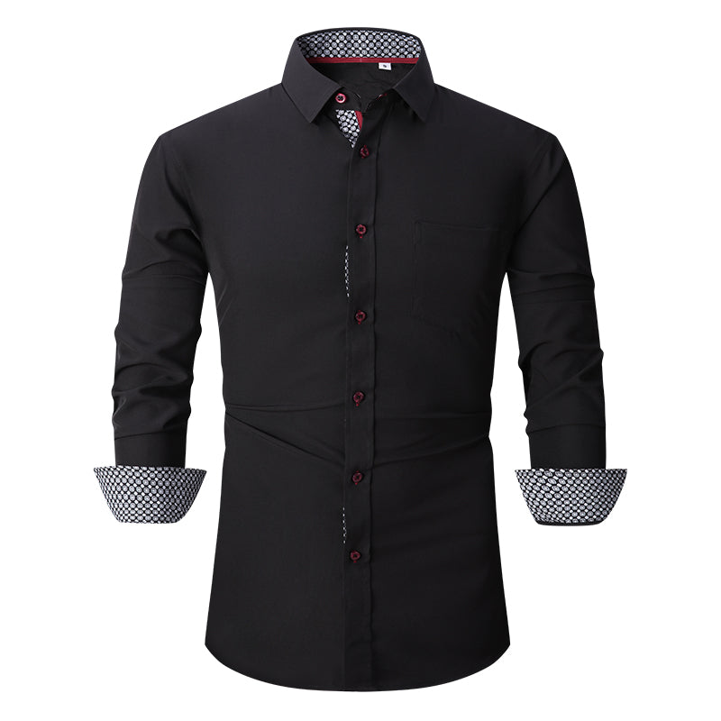 Warhorse Clothing Men's 100% Polyester Four-Sided Stretch Formal Shirt White European and American Men's Clothing Wholesale Customization