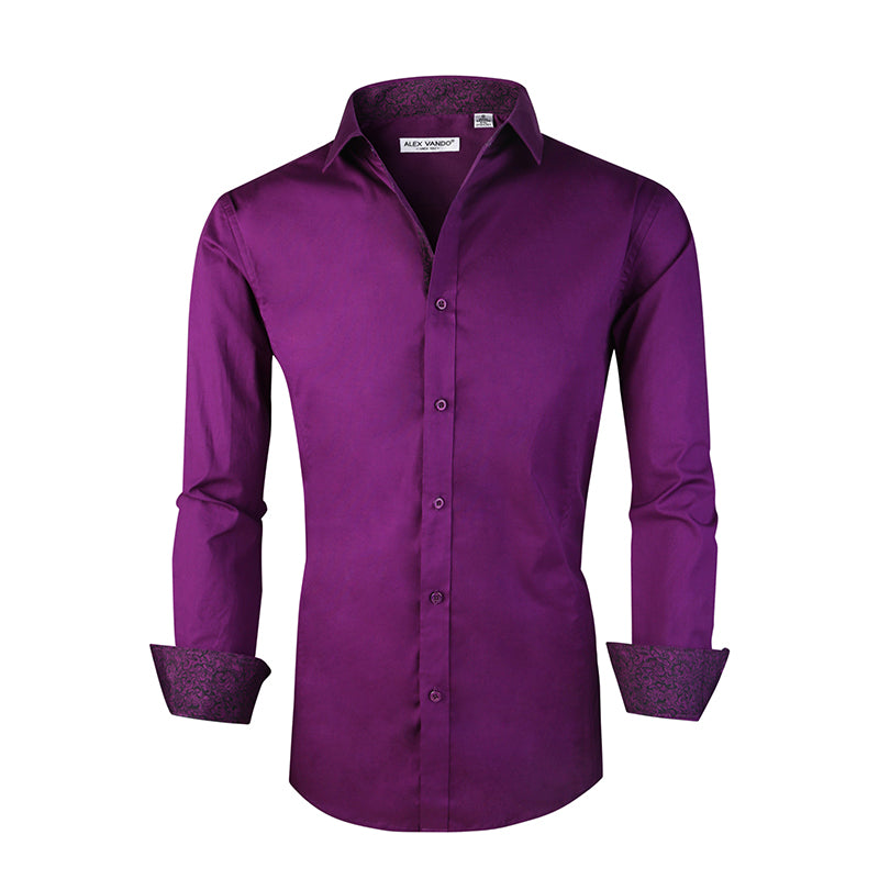 Warhorse Clothing Men's Cotton Elastic Cut Formal Shirt Black European and American Men's Clothing