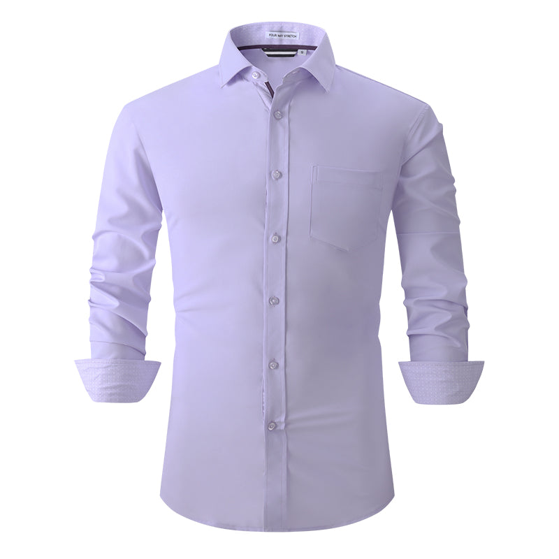 Warhorse Clothing Men's 100% Polyester Four-Sided Stretch Formal Shirt White European and American Men's Clothing Wholesale Customization