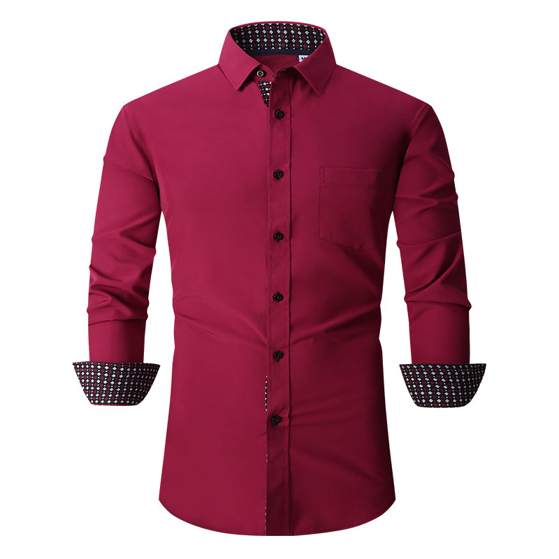 Warhorse Clothing Men's 100% Polyester Four-Sided Stretch Formal Shirt White European and American Men's Clothing Wholesale Customization
