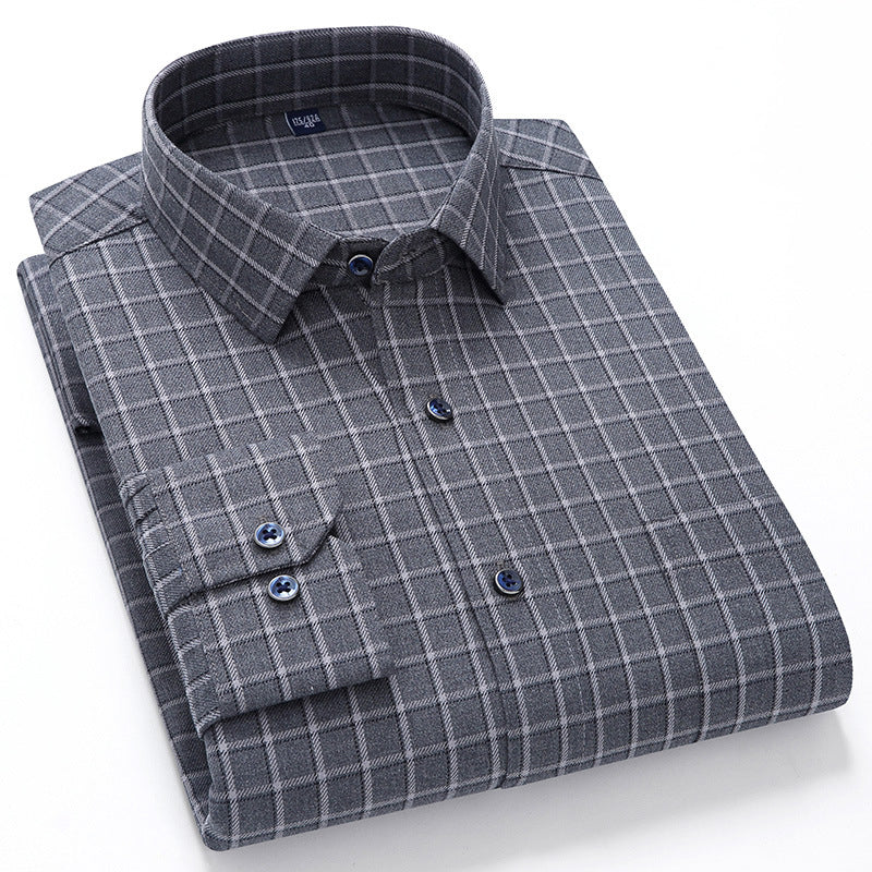 Men's Long Sleeve Check Shirt - Customizable Corporate Uniforms | Breathable Cotton & Subtle Plaid Design