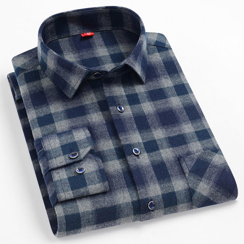 Men's Long Sleeve Check Shirt - Customizable Corporate Uniforms | Breathable Cotton & Subtle Plaid Design