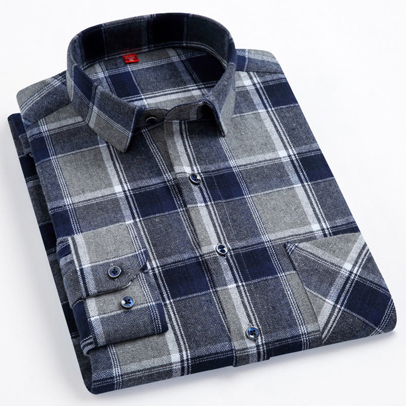 Men's Long Sleeve Check Shirt - Customizable Corporate Uniforms | Breathable Cotton & Subtle Plaid Design