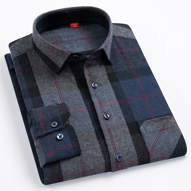 Men's Long Sleeve Check Shirt - Customizable Corporate Uniforms | Breathable Cotton & Subtle Plaid Design