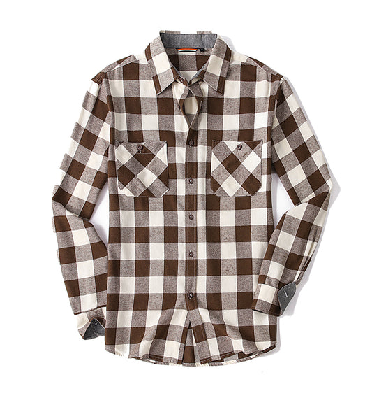 WARHORSE Men's Shirts casual plaid shirt custom shirt flannel shirts long