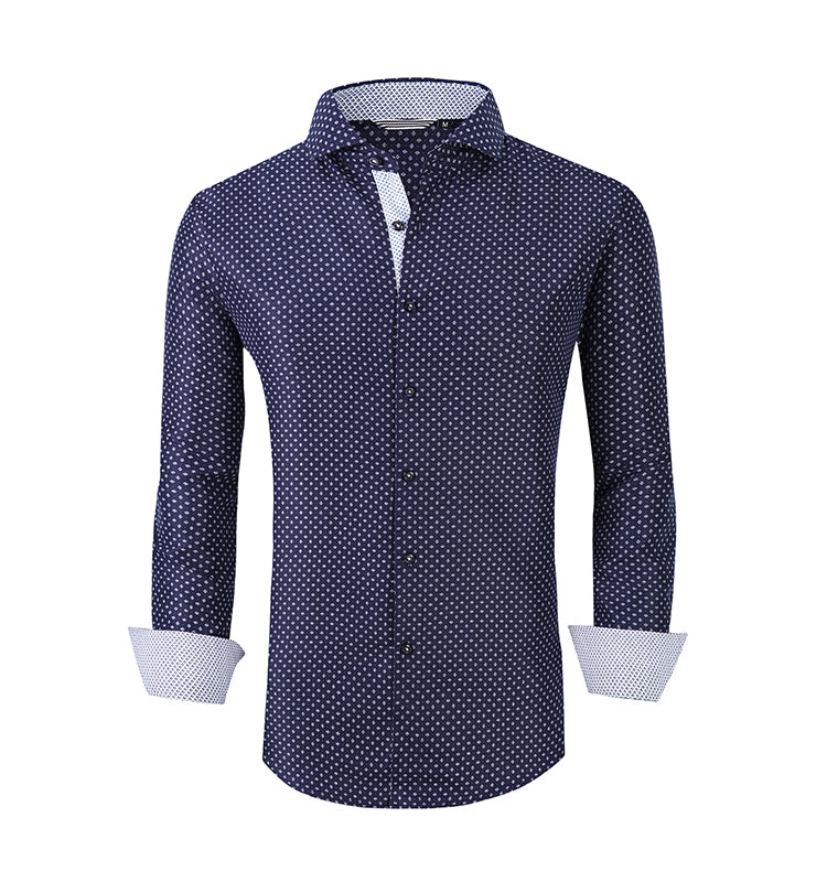 Warhorse clothing men's peach skin print long-sleeved shirt autumn and winter European and American men's clothing wholesale customization