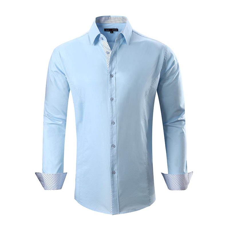 Warhorse Clothing Men's Cotton Elastic Cut Formal Shirt Black European and American Men's Clothing