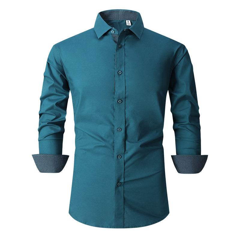 Warhorse Clothing Men's 100% Polyester Four-Sided Stretch Formal Shirt White European and American Men's Clothing Wholesale Customization