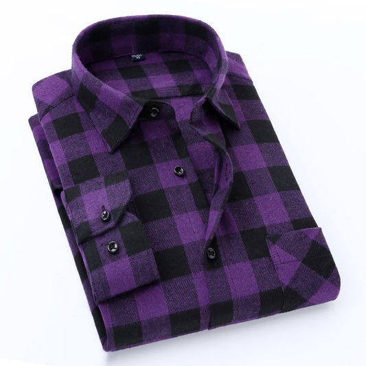 Custom Logo Purple Checkered Business Shirt | Wrinkle-Resistant Oxford Cotton for Corporate Teams