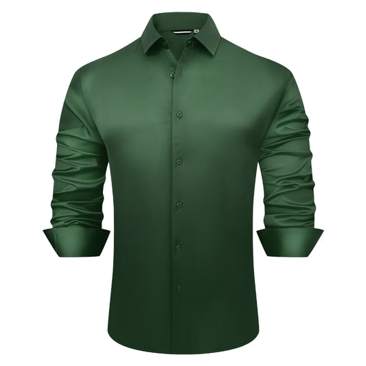 Men's Slim-Fit Emerald Dress Shirt | Custom Logo Business Attire, Wrinkle-Resistant Fabric, MOQ 50