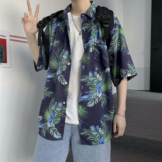 Tropical Print Men's Resort Shirts | Bulk Custom Logo短袖衬衫 for Hotel Uniforms & Corporate Gifts