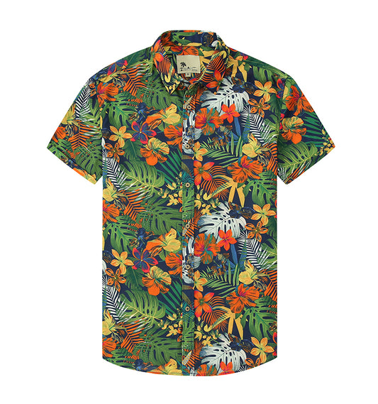 Warhorse Clothing Men's Hawaiian Casual Printed Shirt Pattern European and American Men's Clothing Wholesale Customization